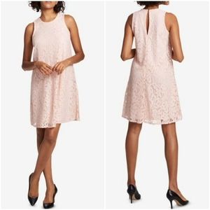 $99 NEW Tommy Hilfiger Sleeveless Abstract Floral Lace Shift Dress Pink Size 4